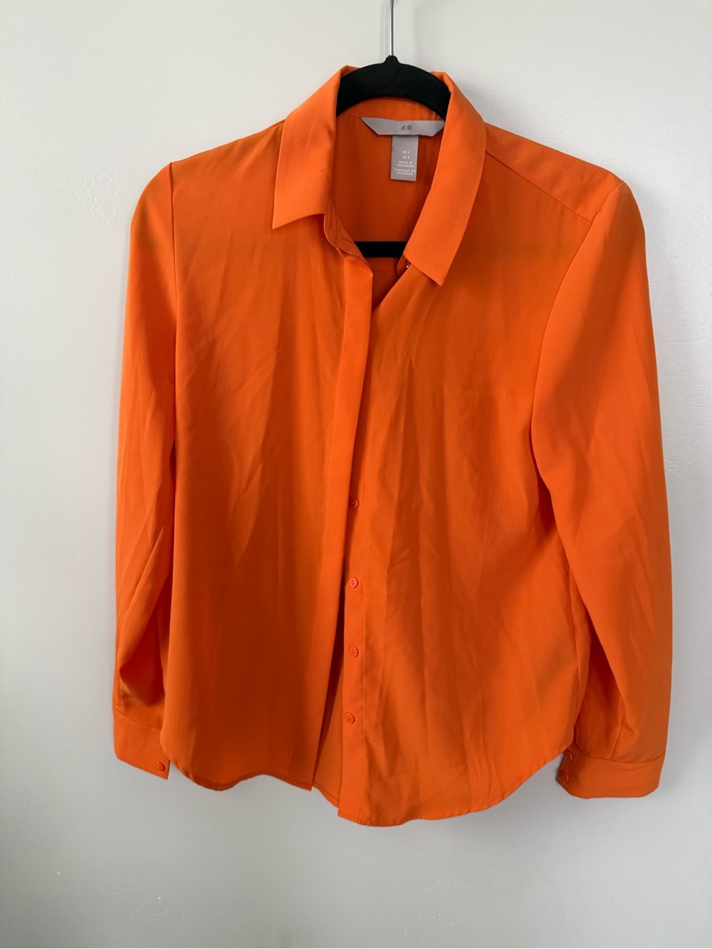 H&M Orange Collared Long-Sleeve Blouse